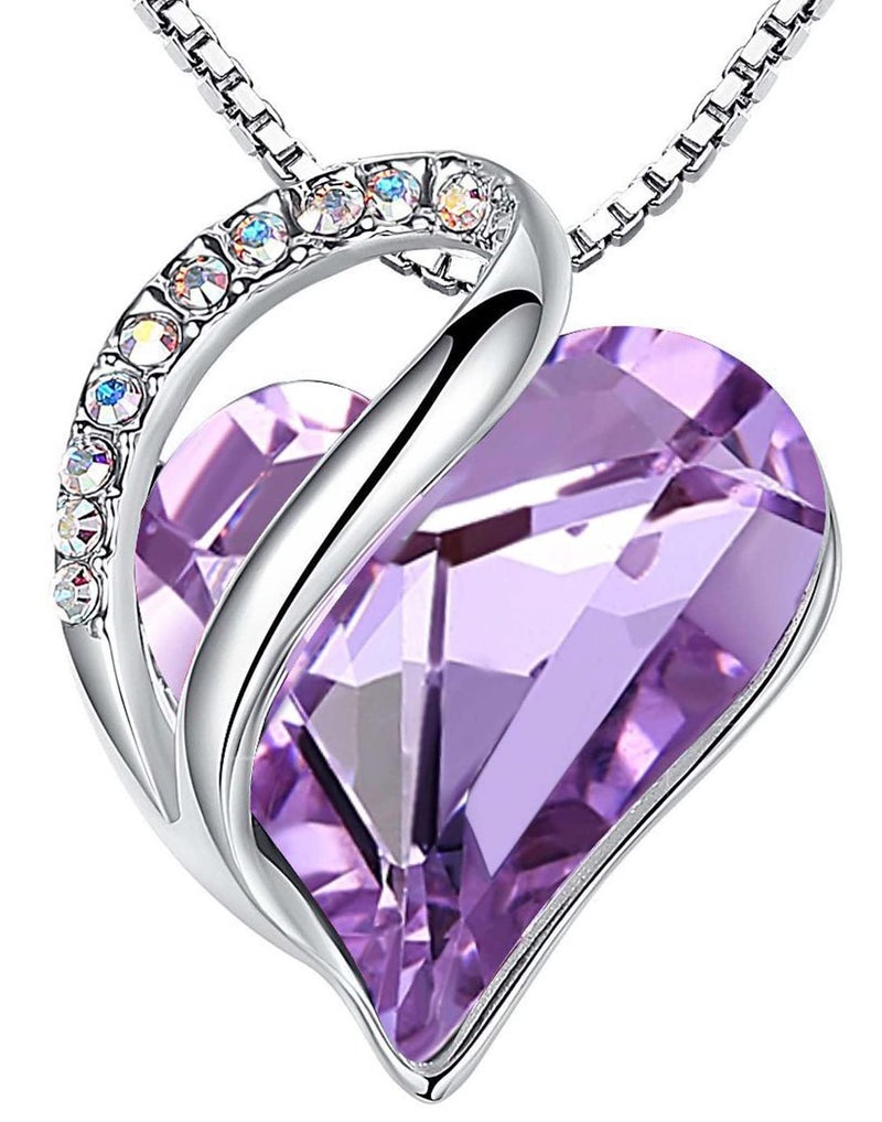 Leafael Valentine's Day Gift Necklaces for Women, Infinity Love Birthstone Heart Pendant with Alexandrite Light Purple Crystal for June, Birthday Jewelry Gifts for Her, Mom, and Wife, Silver Plated, 18 + 2 inch Chain - Image 1